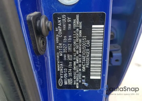 2013 Hyundai Accent Gls from USA, damaged, VIN KMHCT4AEXDU500151